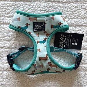 SASSY WOOF Dachshund Print Reversible Dog Harness - Small - NWT